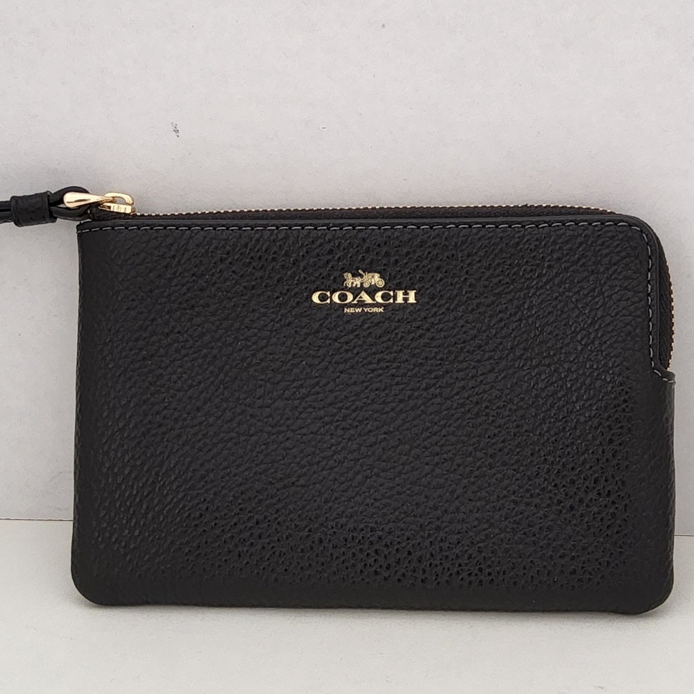 Coach Black Leather Wristlet